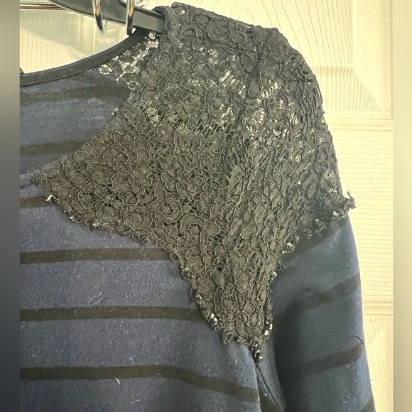 Motherhood Maternity Navy Blue and Black Striped Lace Dress Tunic Size Large - Picture 4 of 7